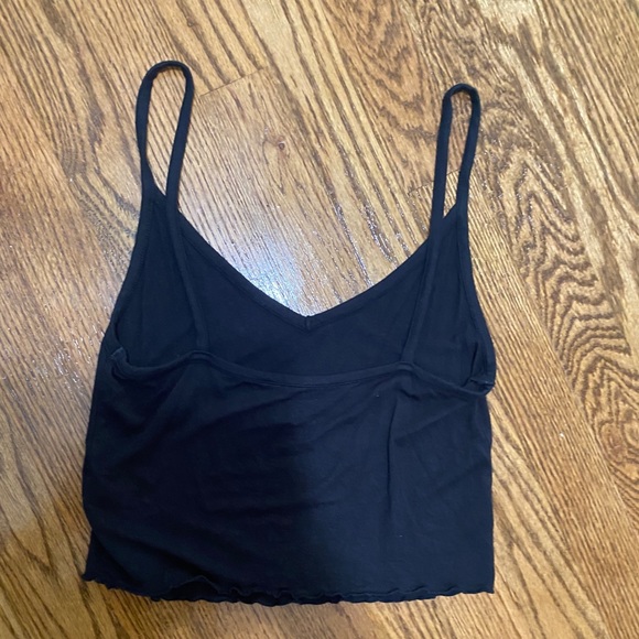 Pacsun, womens black crop top, lettuce hem, size S - Picture 2 of 3